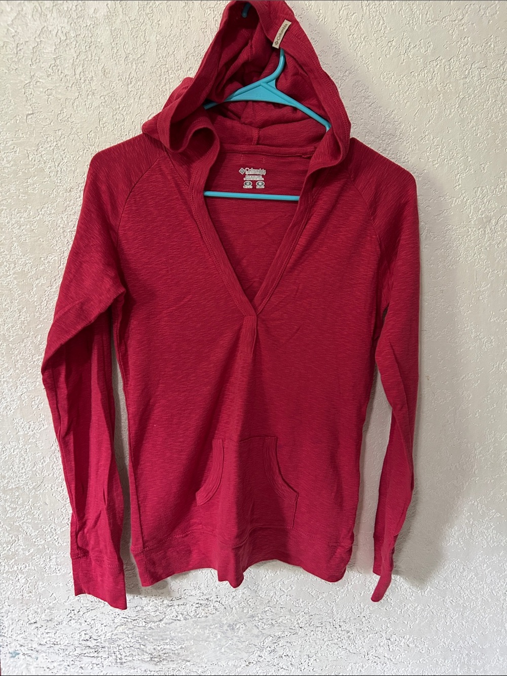 Columbia Women's Bright Pink V-Neck Hooded Sweater